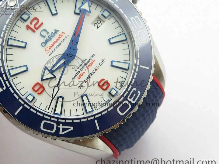 0504 Comfortable Planet Ocean 43.5mm America’s Cup VSF Best Edition White Dial On Blue Gummy Strap A 7900